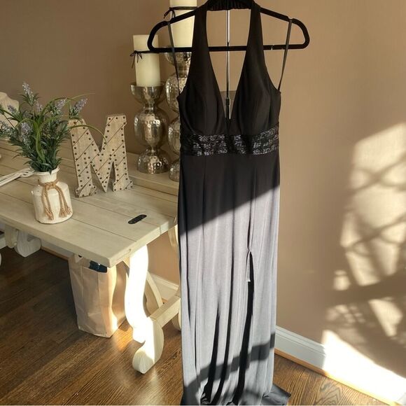 B. Darlin Dress Black Size 1 Junior Sheath Halter Illusion Beaded Size M EUC - Picture 6 of 14